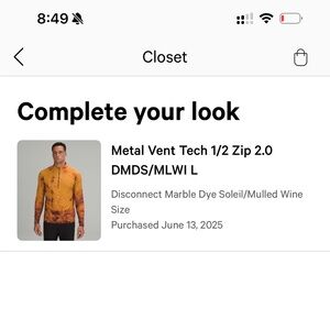 NWT Lululemon Metal Vent Tag Men Size L